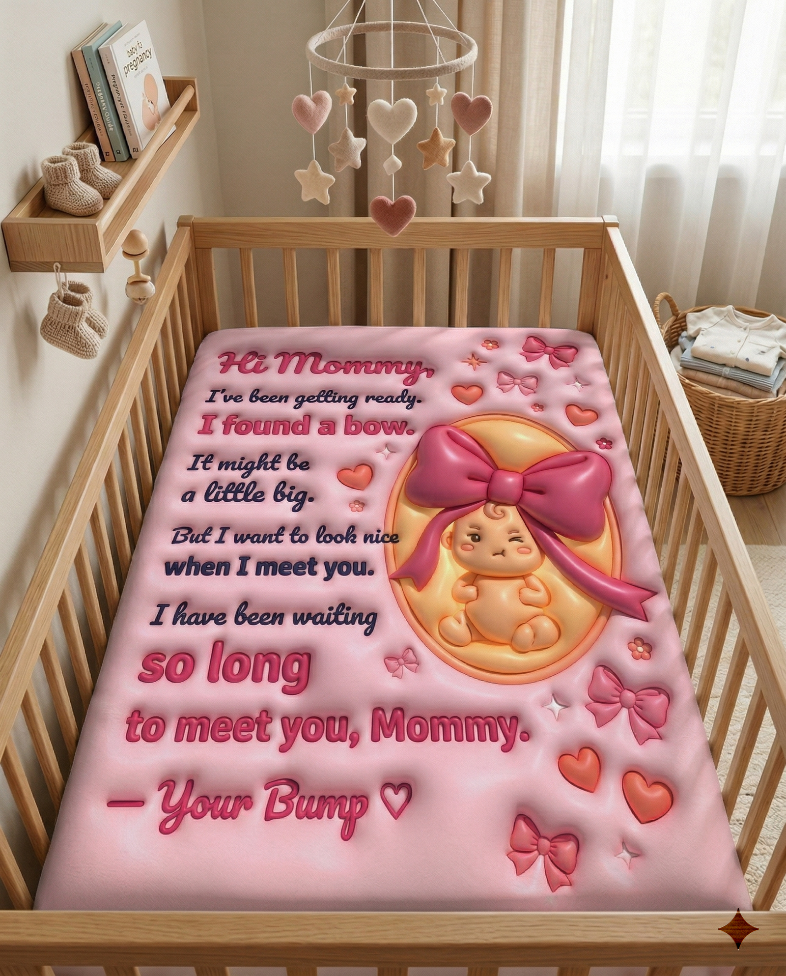 Baby wearing oversized bow Blanket