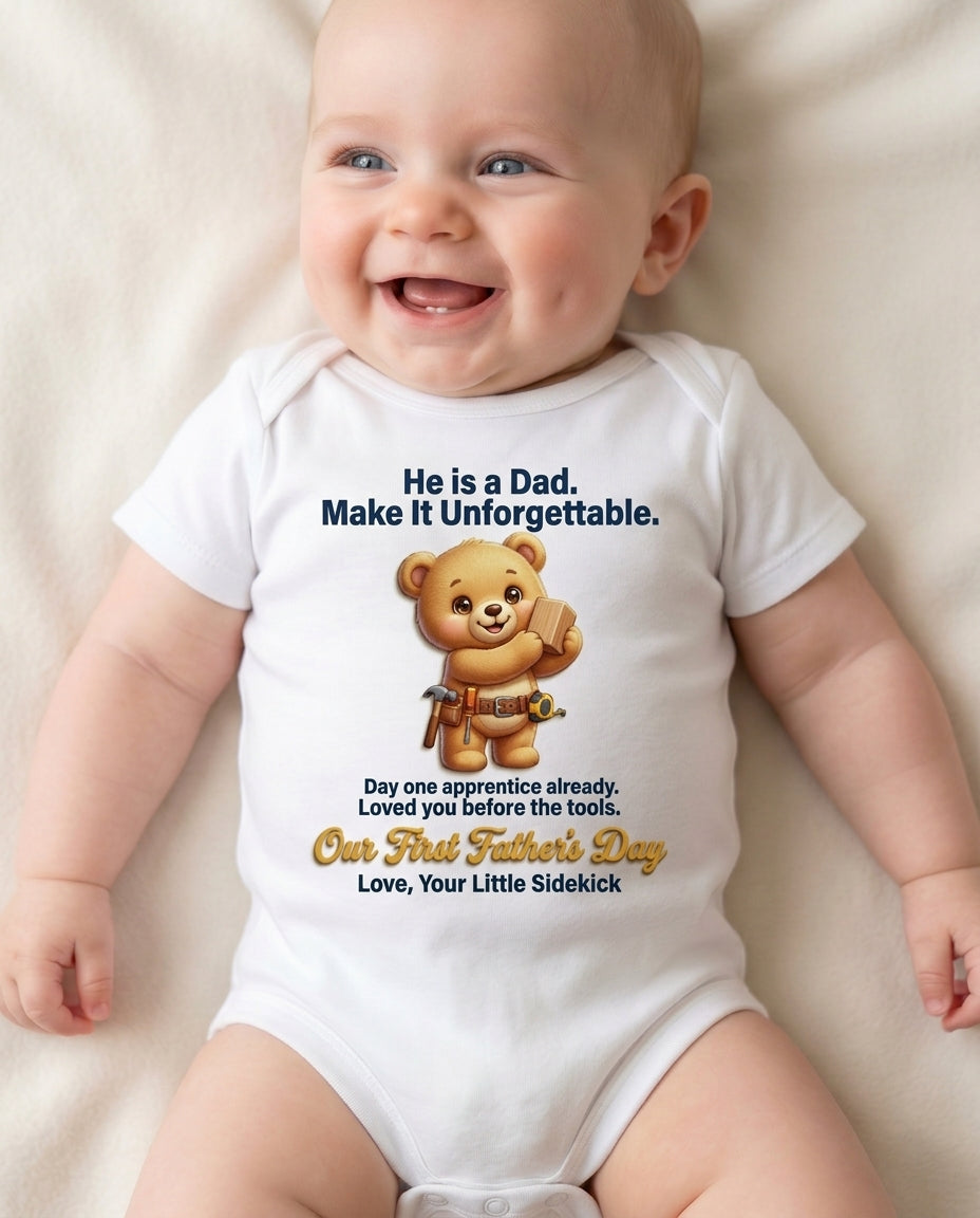 TotKind - H10 Apprentice Tool-Belt Bear Make It Unforgettab - Baby Onesie - 13052026