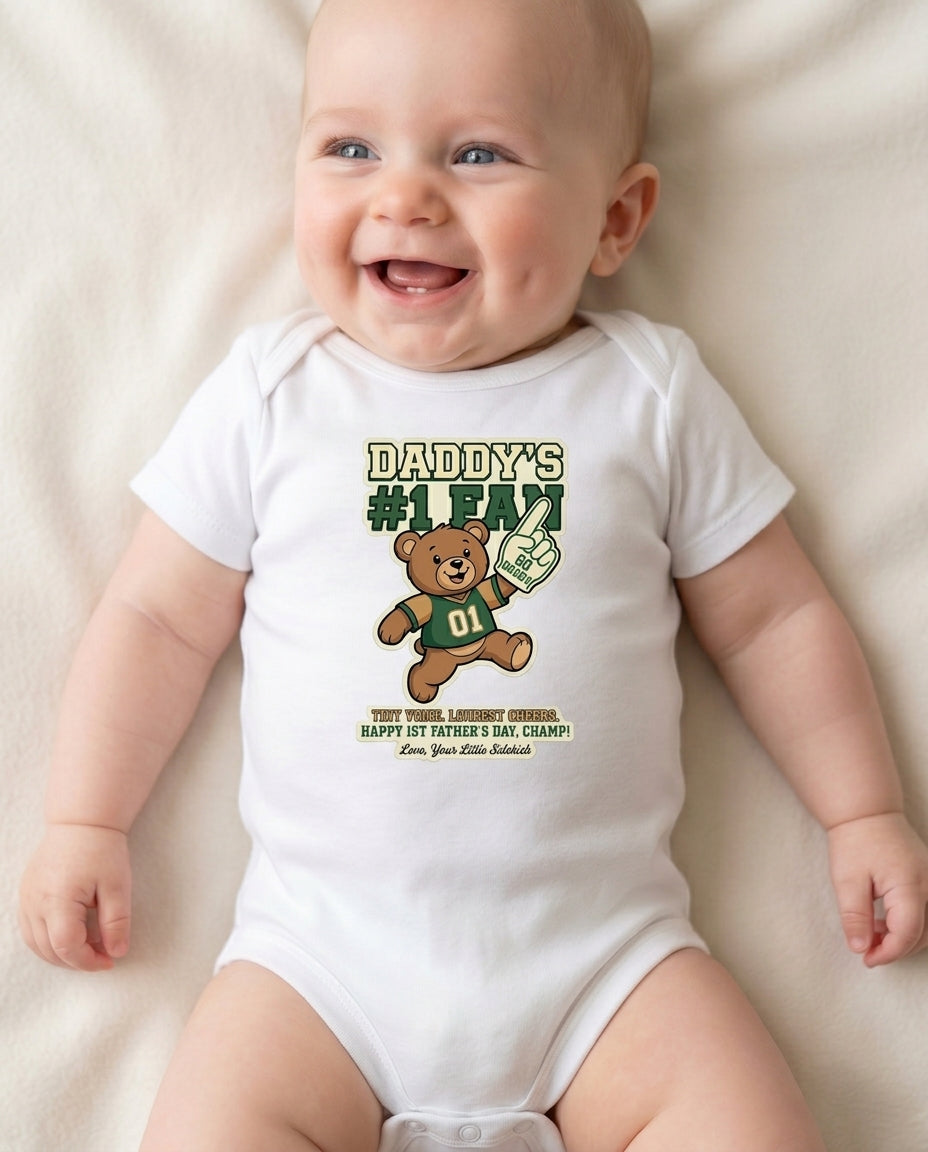 TotKind - Bear Green Foam Finger Daddy Fan - Baby Onesie - 12052026