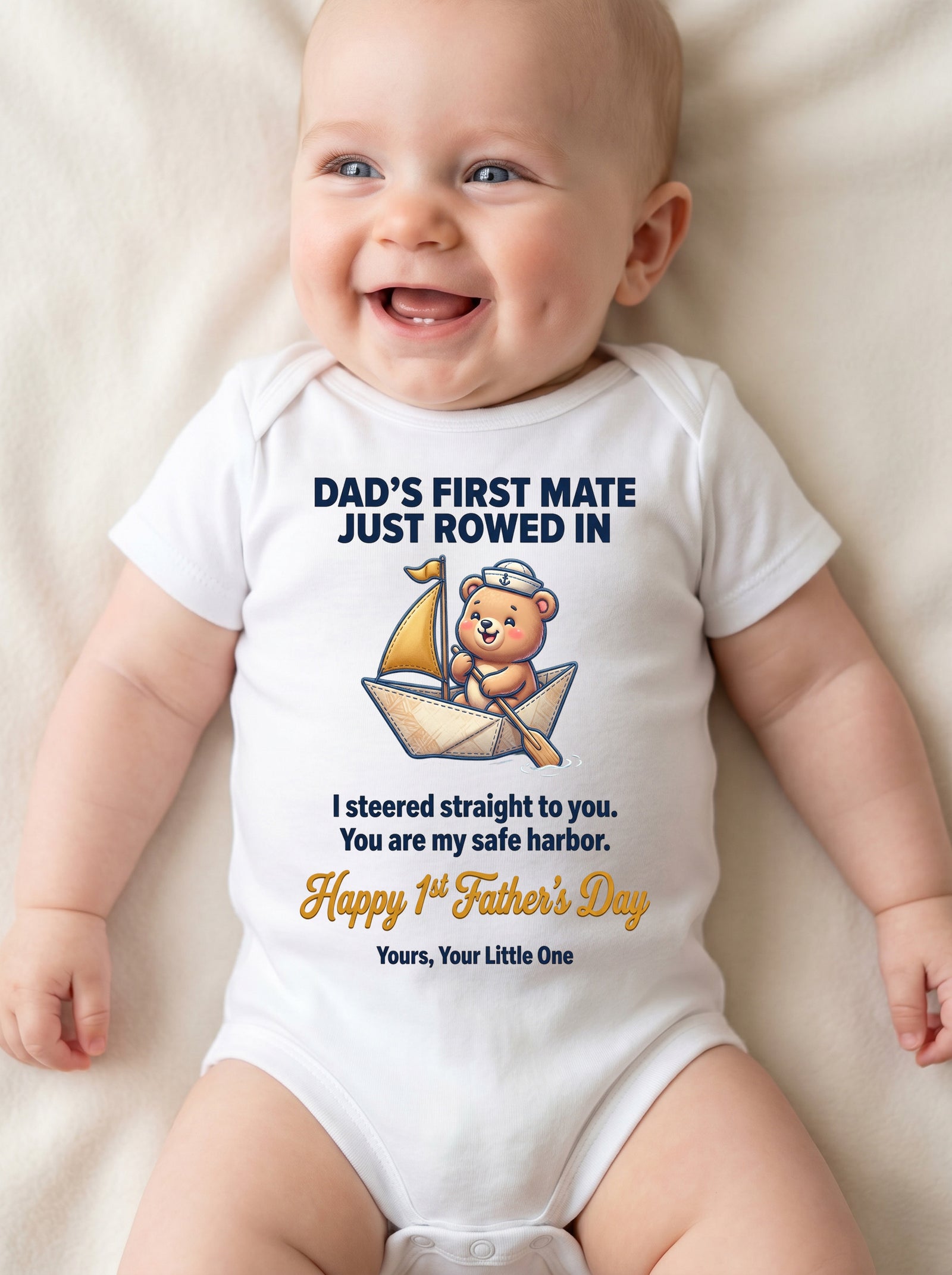 TotKind - Tiny Sailor Bear Rowing Home to Dad - Baby Onesie - 18052026