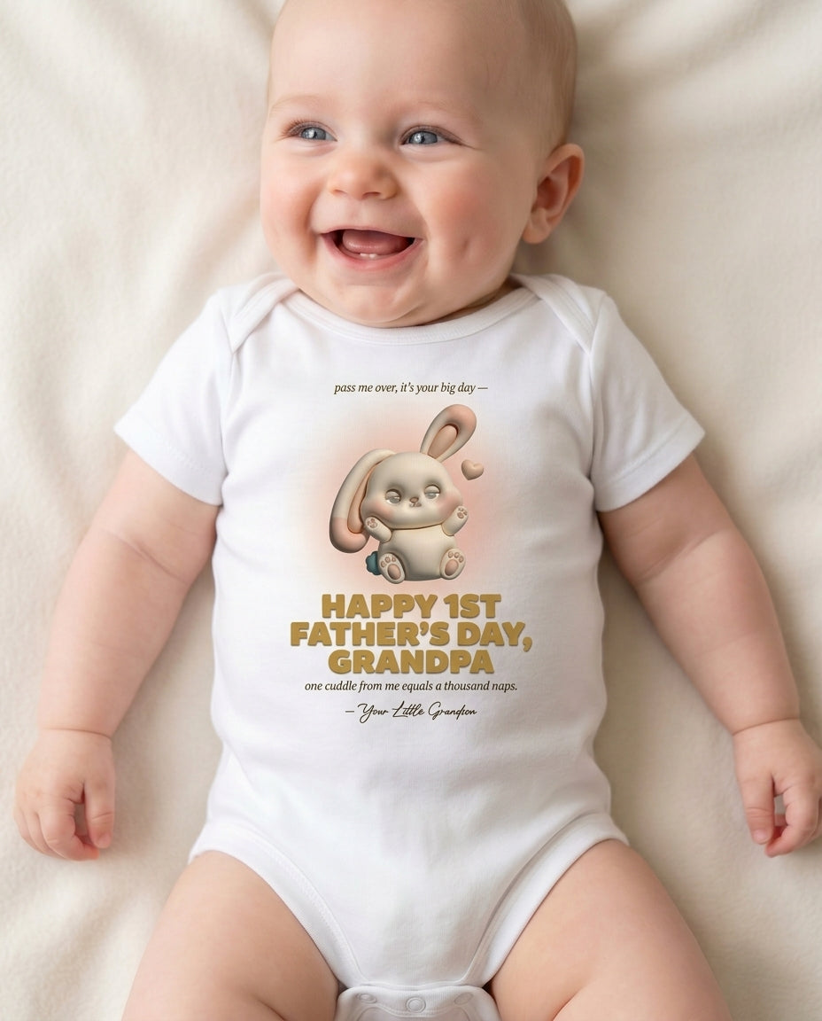 TotKind - Bunny Grandbaby Cuddle for Grandpa FD - Baby Onesie