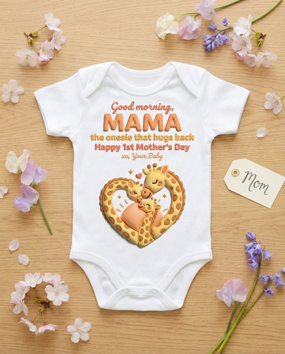TotKind - Giraffe Morning Hug First Mothers Day - Baby Onesie