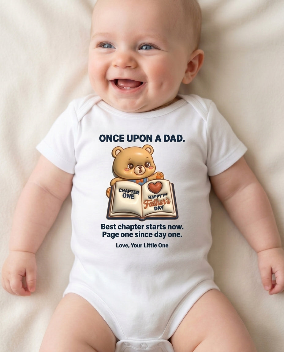 TotKind - Storybook Bear Happy 1st Fathers Day - Baby Onesie - 11052026