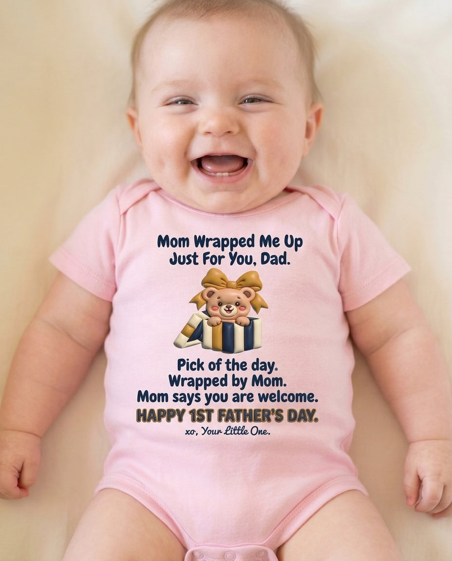 TotKind - Wrapped Bear v2 Mom Wrapped Me Up FD-IFD-B fusion - Baby Onesie