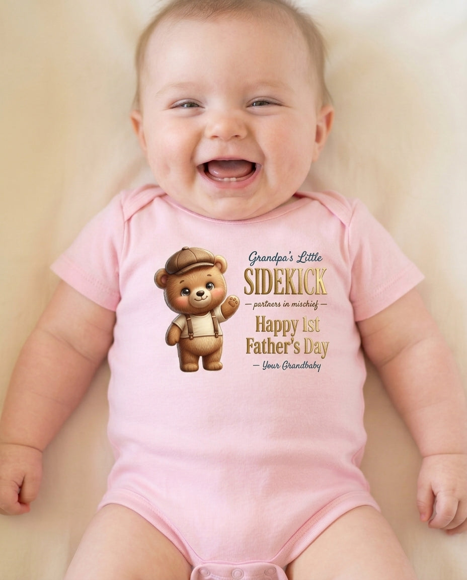 TotKind - Bear Grandpa's Sidekick 1st Father's Day - Baby Onesie