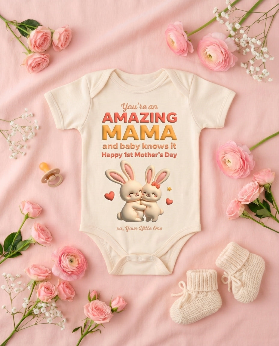 TotKind - Bunny Amazing Mama First Mothers Day - Baby Onesie