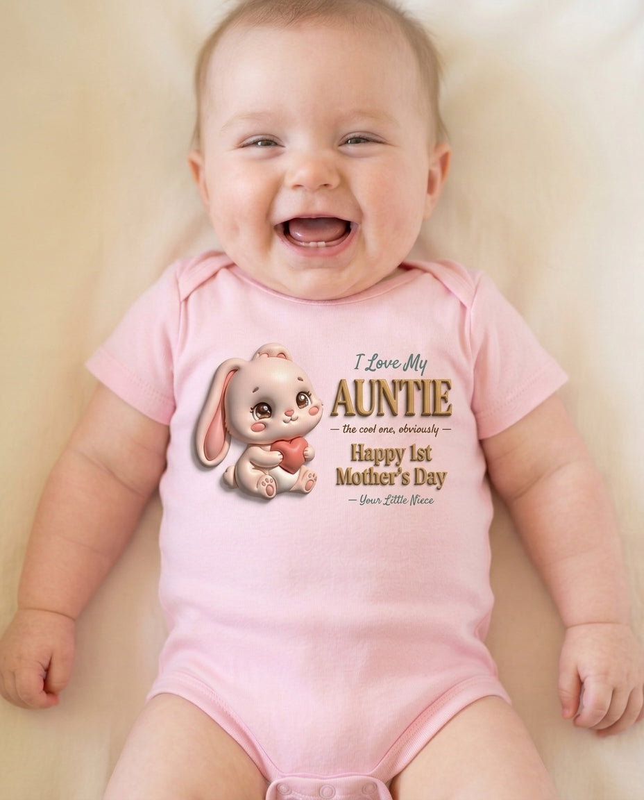TotKind - Bunny Auntie 1st Mother's Day - Baby Onesie