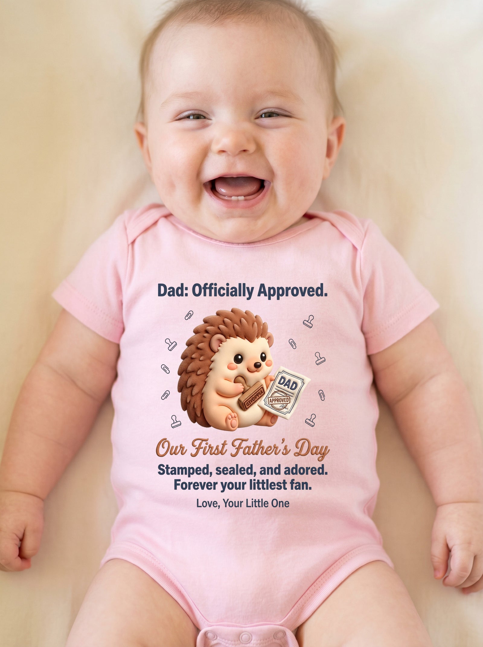 TotKind - NEW2 Dad Officially Approved Baby Hedgehog With S - Baby Onesie - 20052026
