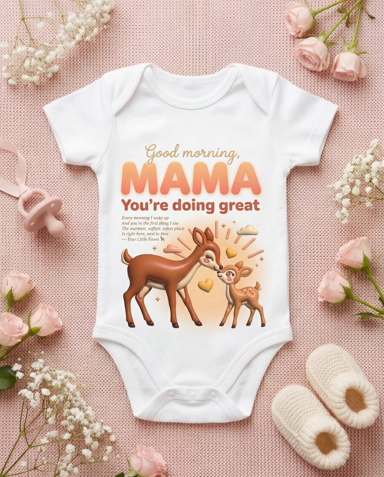 Deer Good Morning Mama Baby Onesie