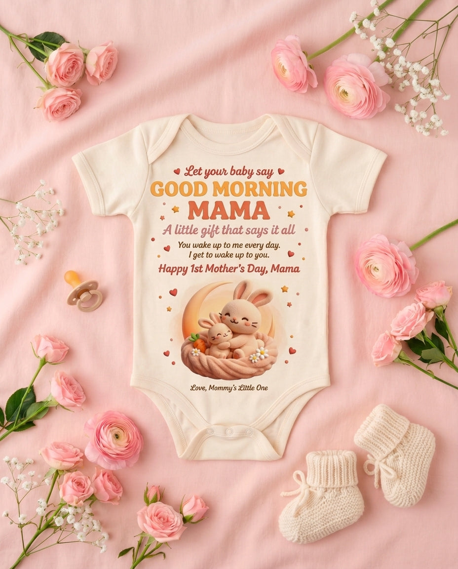 TotKind - Bunny Good Morning Mama - Baby Onesie