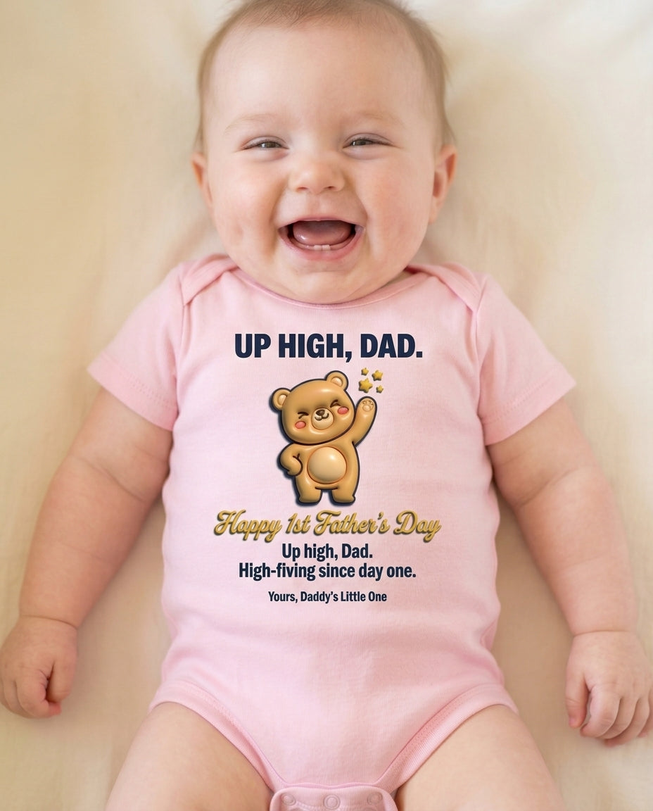 TotKind - High-Five Bear Happy 1st Fathers Day - Baby Onesie - 11052026
