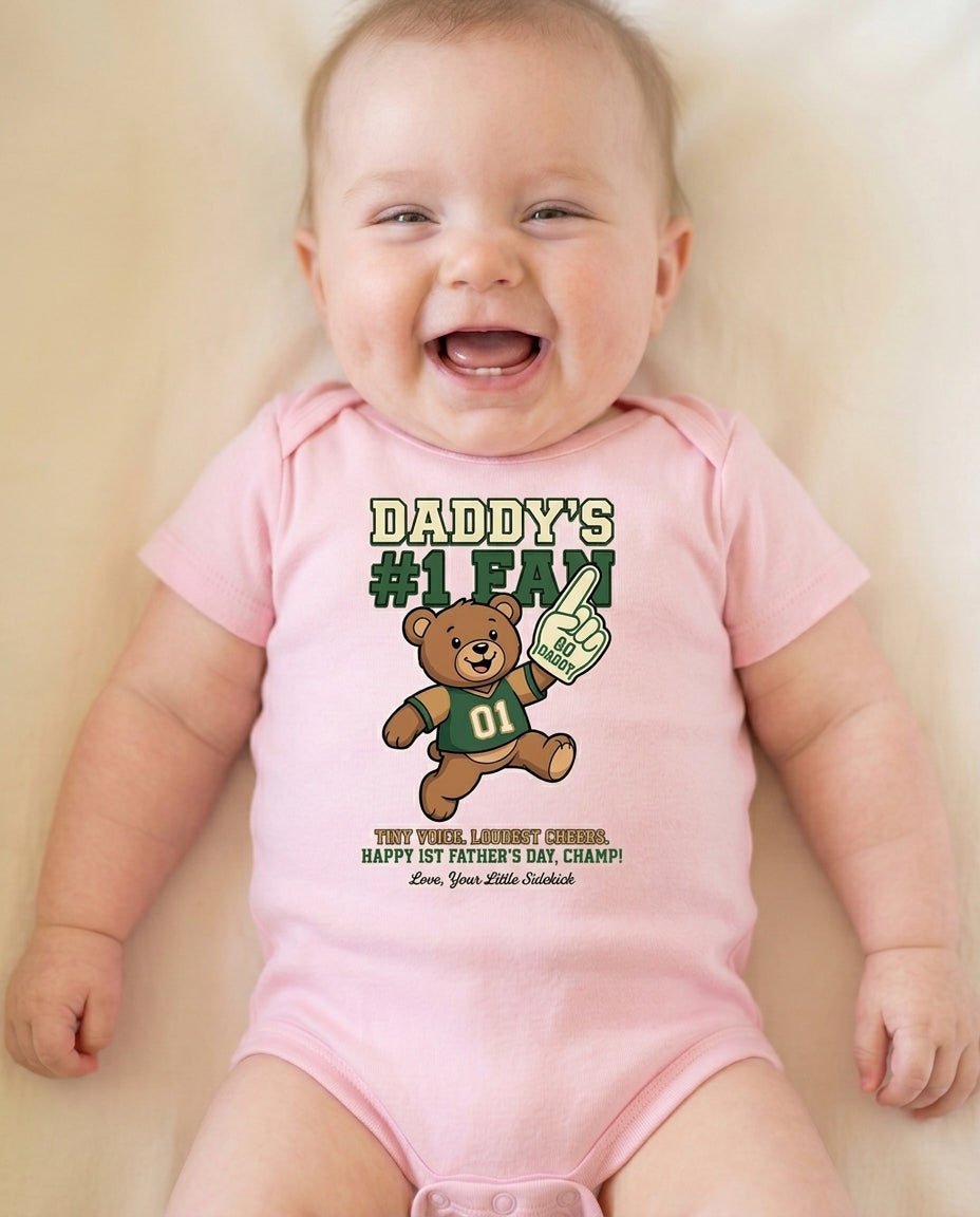 TotKind - Bear Green Foam Finger Daddy Fan - Baby Onesie - 12052026