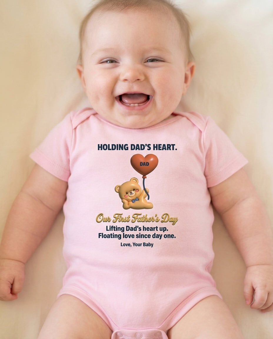 TotKind - Heart Balloon Bear Our First Fathers Day - Baby Onesie - 11052026