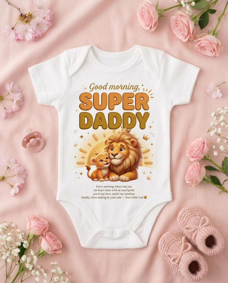 TotKind - Lion Cub Good Morning Super Daddy - Baby Onesie