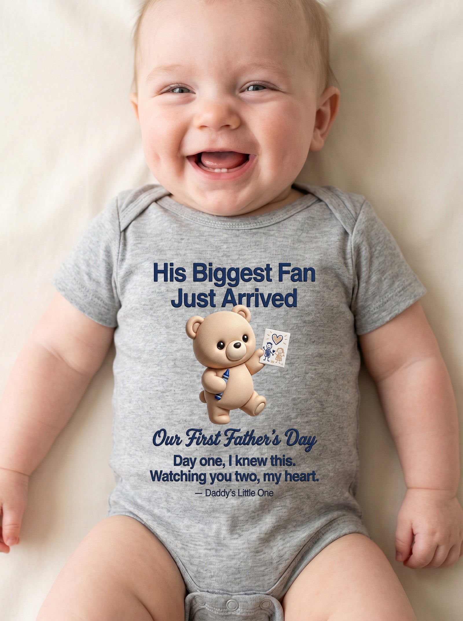 TotKind - NEW H16 Mom-to-Dad POV Voice Crayon Card Bear Our - Baby Onesie - 21052026