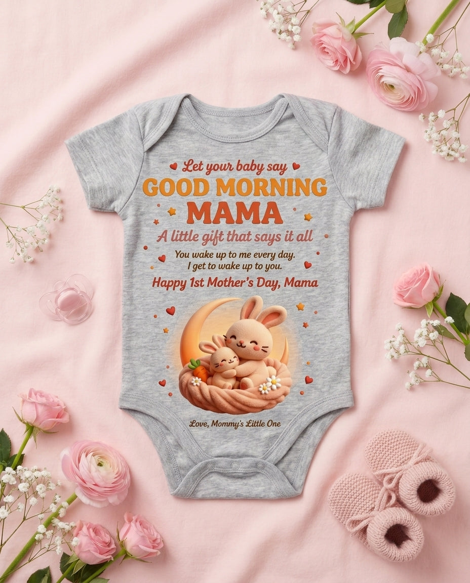 TotKind - Bunny Good Morning Mama - Baby Onesie