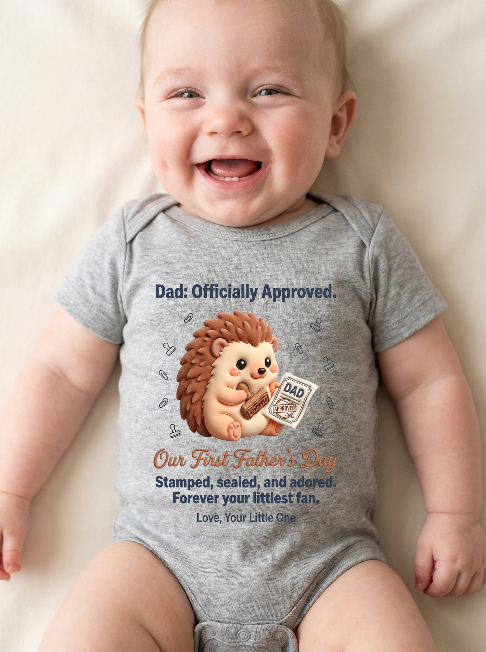 TotKind - NEW2 Dad Officially Approved Baby Hedgehog With S - Baby Onesie - 20052026