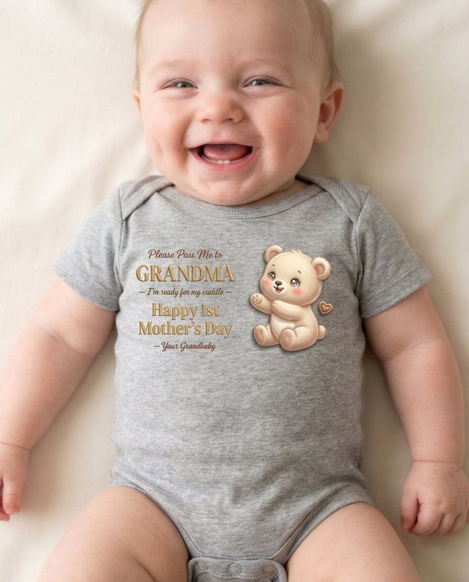 TotKind - Bear Grandma 1st Mother's Day - Baby Onesie