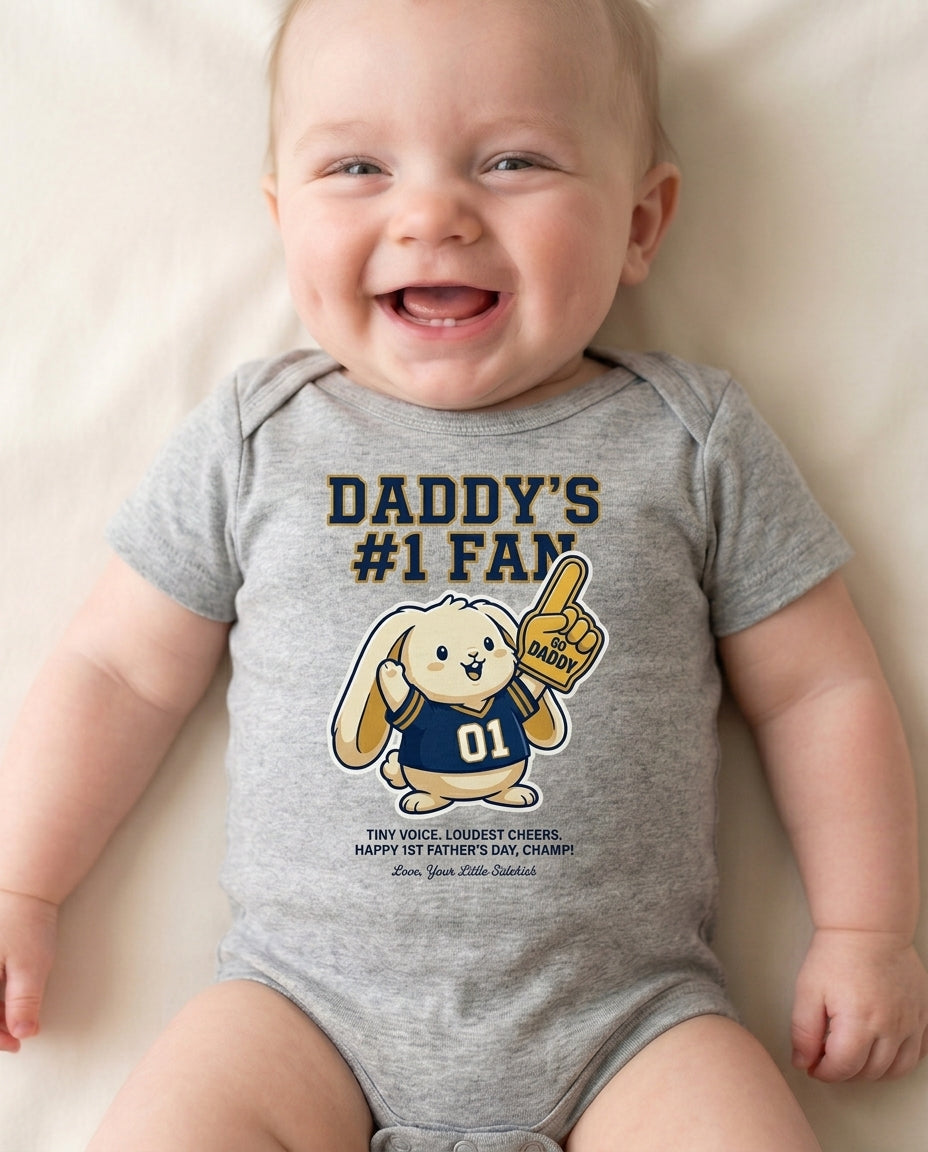 TotKind - Bunny Foam Finger Daddy Fan - Baby Onesie - 12052026