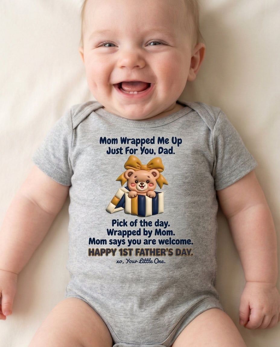 TotKind - Wrapped Bear v2 Mom Wrapped Me Up FD-IFD-B fusion - Baby Onesie