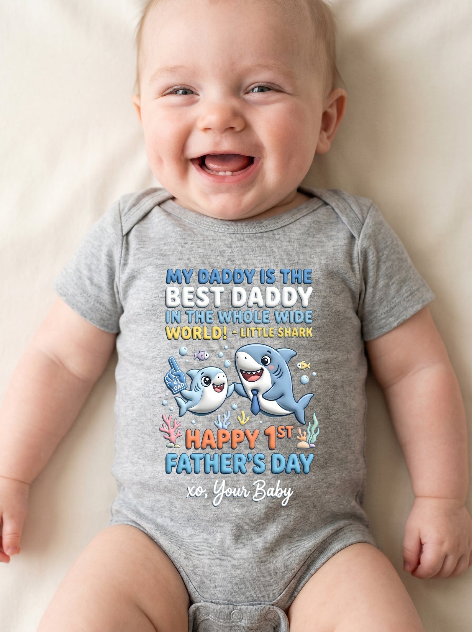 TotKind - H14 Cute Shark Species Swap on Foam-Finger Role-Re - Baby Onesie - 18052026