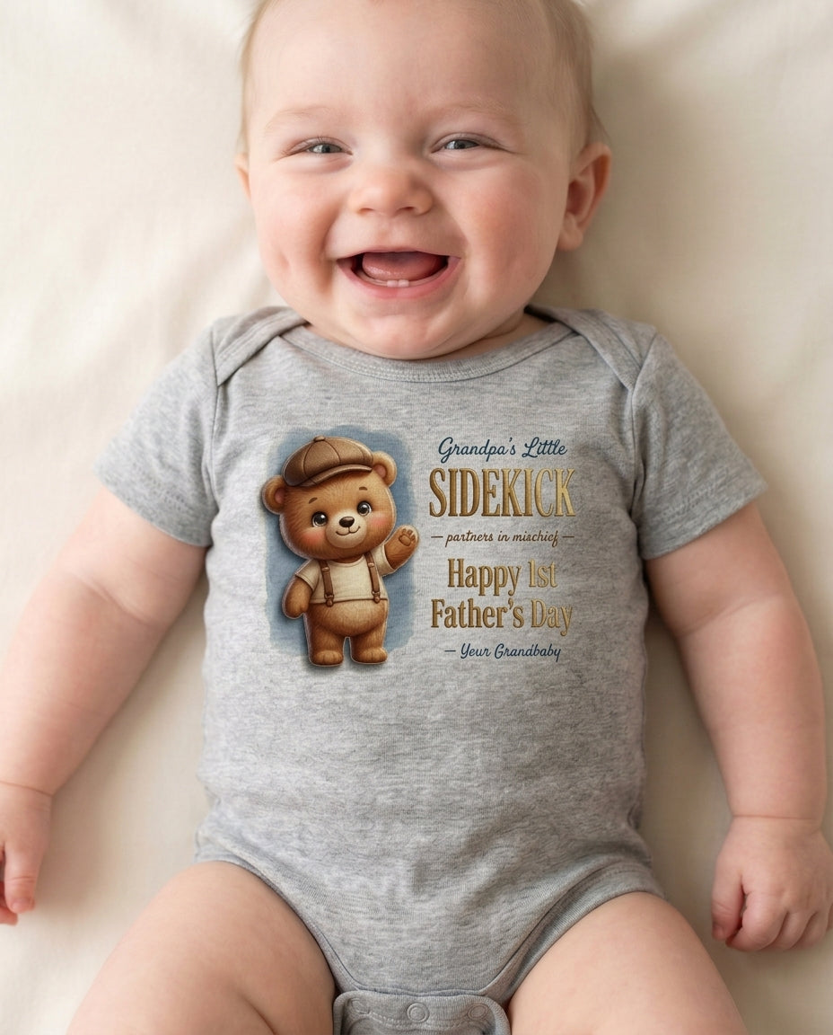 TotKind - Bear Grandpa's Sidekick 1st Father's Day - Baby Onesie