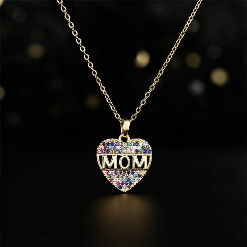 MOM Heart Necklace (Crystal)
