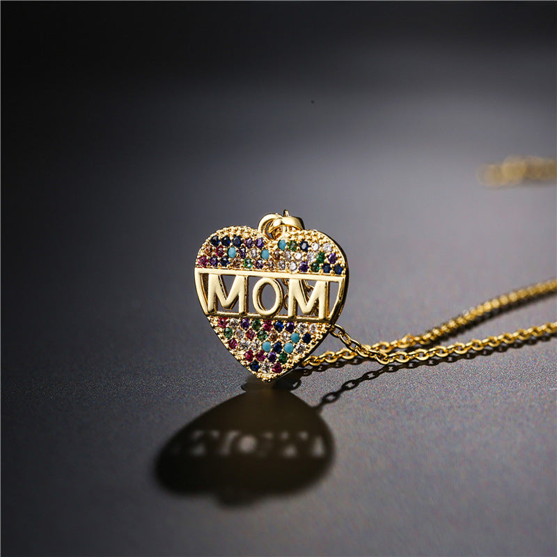 MOM Heart Necklace (Crystal)