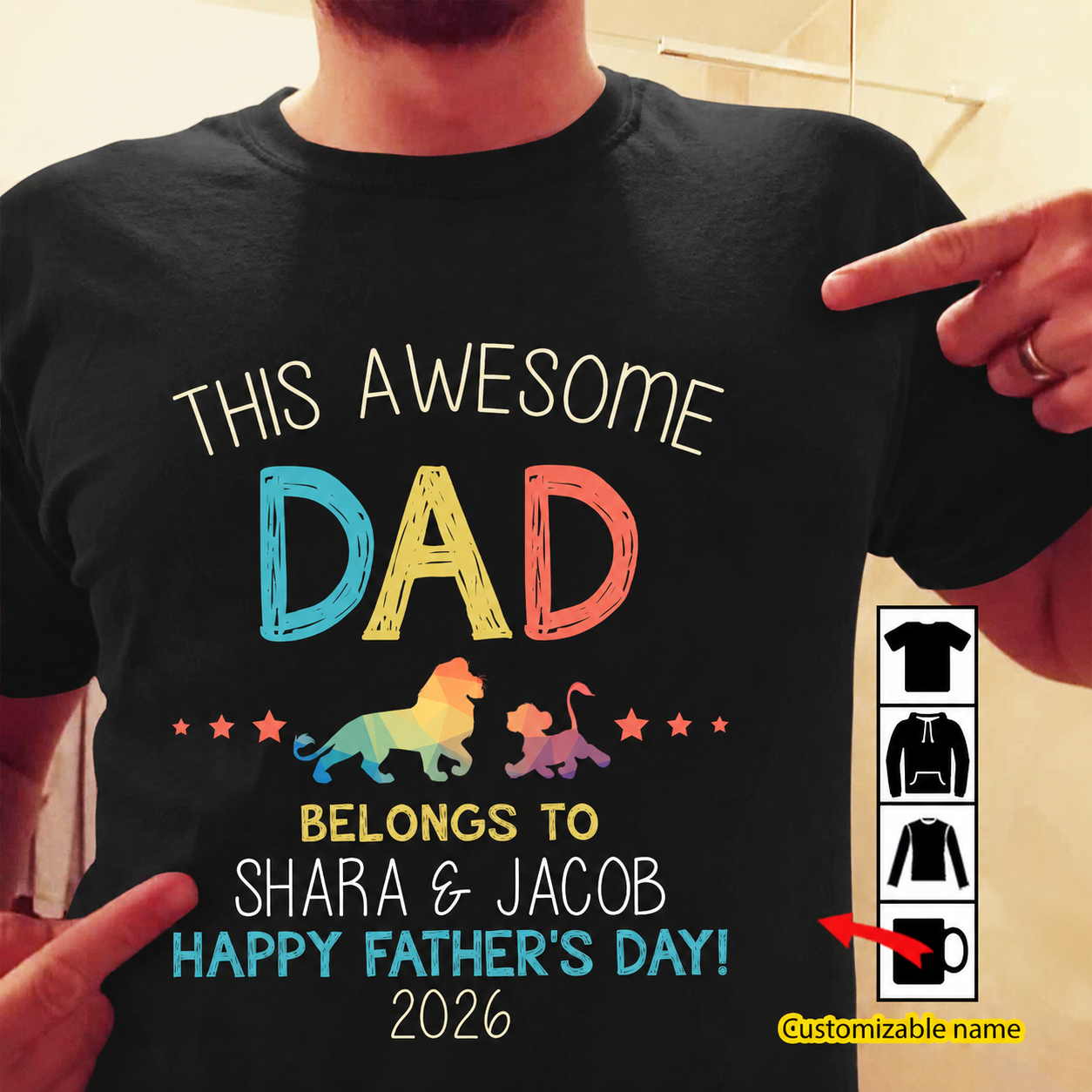 TotKind - This Awesome Dad Belongs To Lion Family - Personalized Father's Day T-Shirt