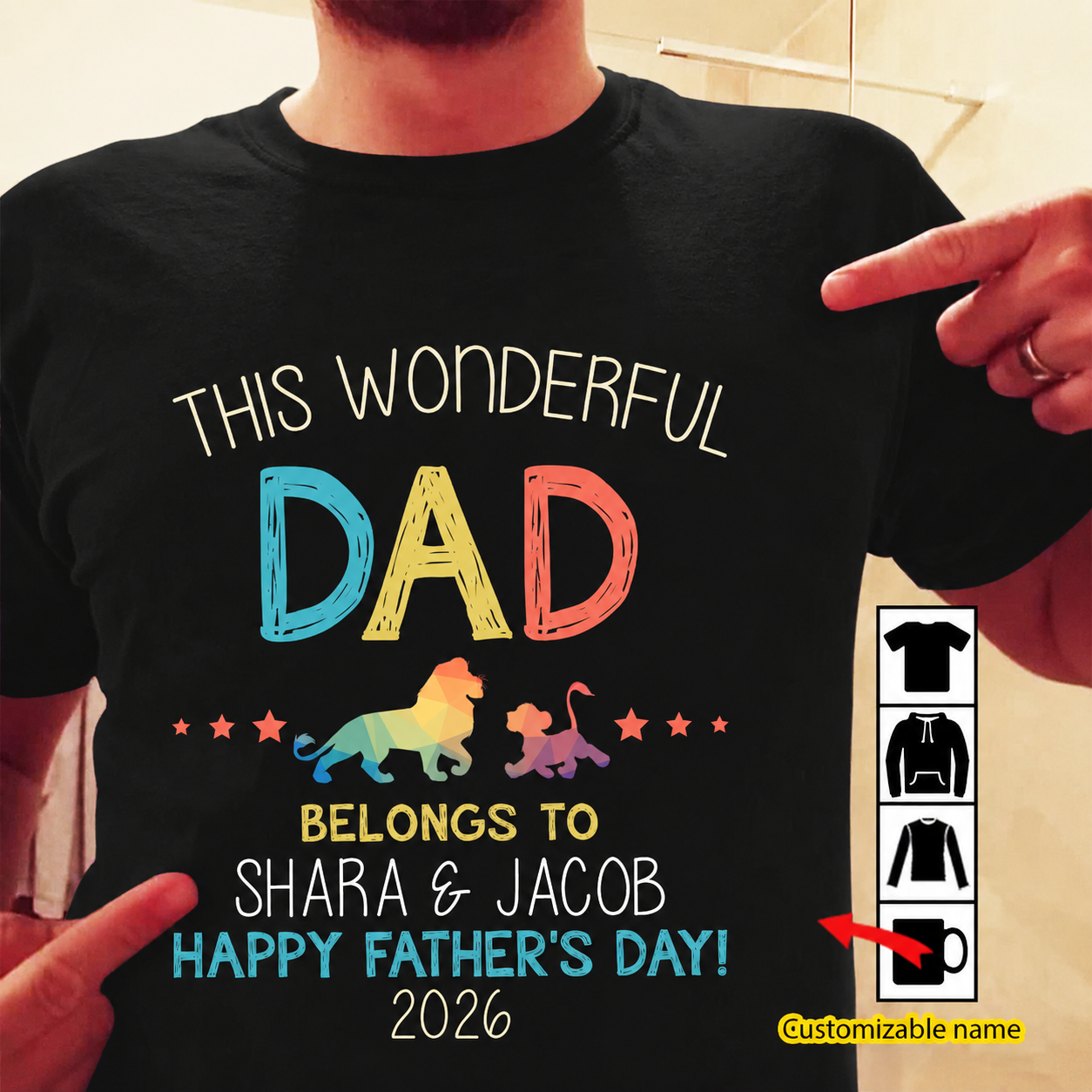 TotKind - This Wonderful Dad Belongs To Lion Family - Personalized Father's Day T-Shirt