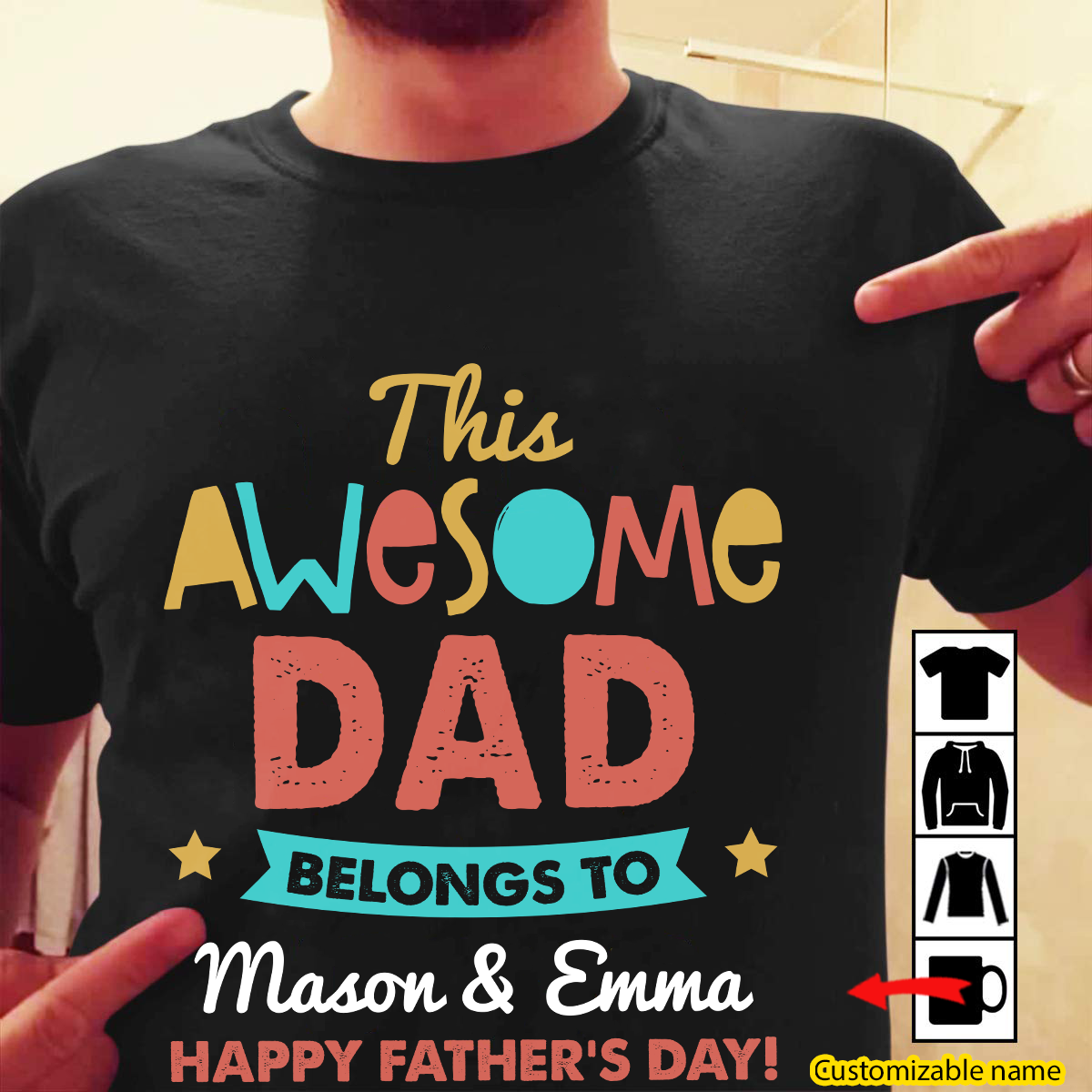 TotKind - This Awesome Dad Belongs To Sunny - Personalized Father's Day T-Shirt
