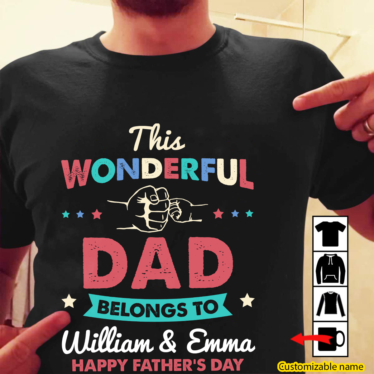 TotKind - This Wonderful Dad Belongs To Pink Teal - Personalized Father's Day T-Shirt