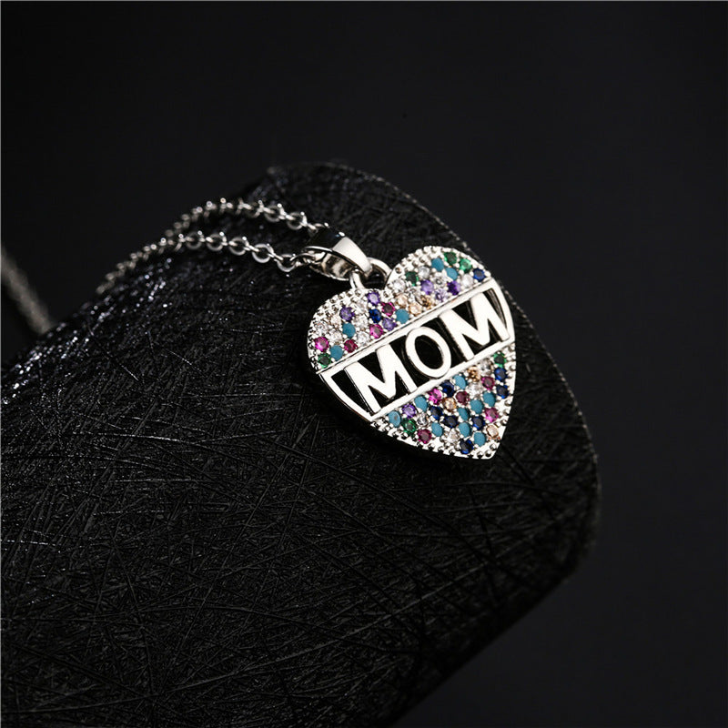 MOM Heart Necklace (Crystal)