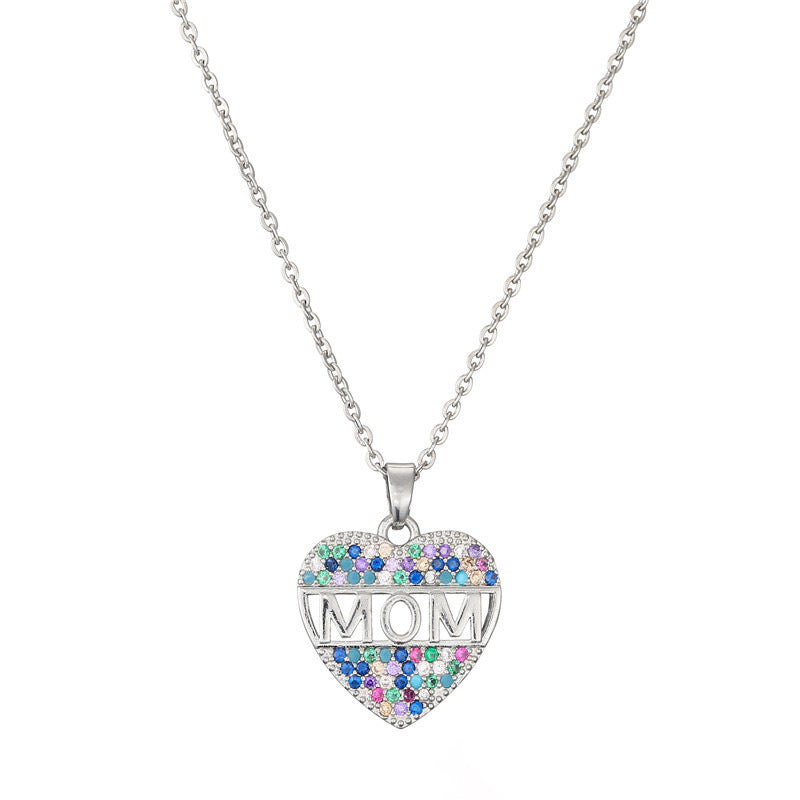 MOM Heart Necklace (Crystal)