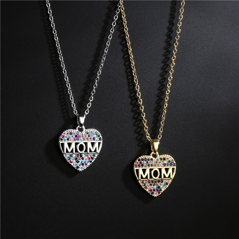 MOM Heart Necklace (Crystal)