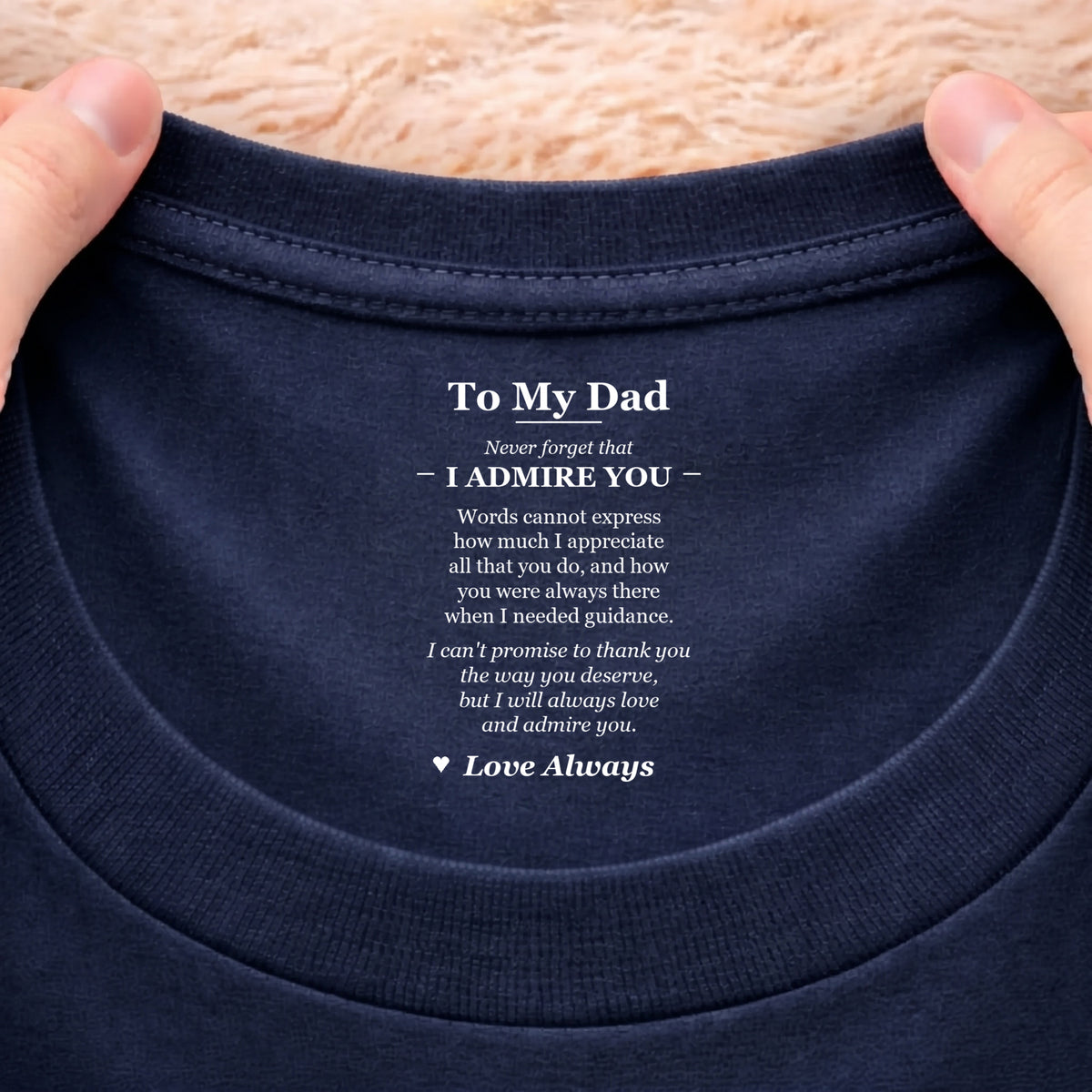 Hidden message Words cannot express on navy t-shirt