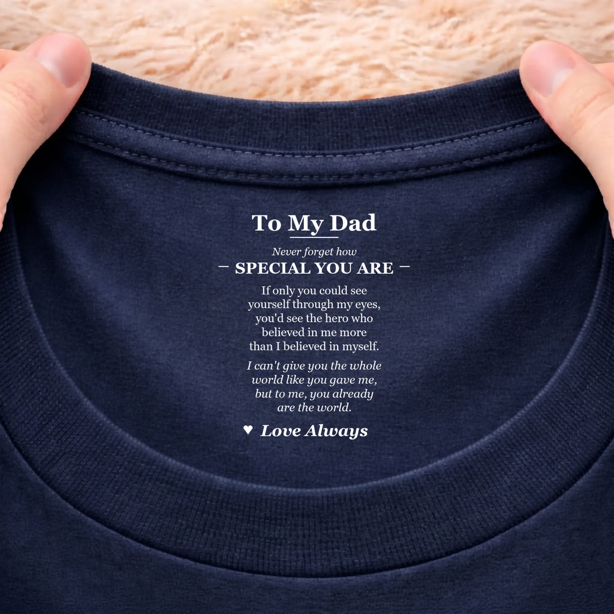 Hidden message To me you are the world on navy t-shirt