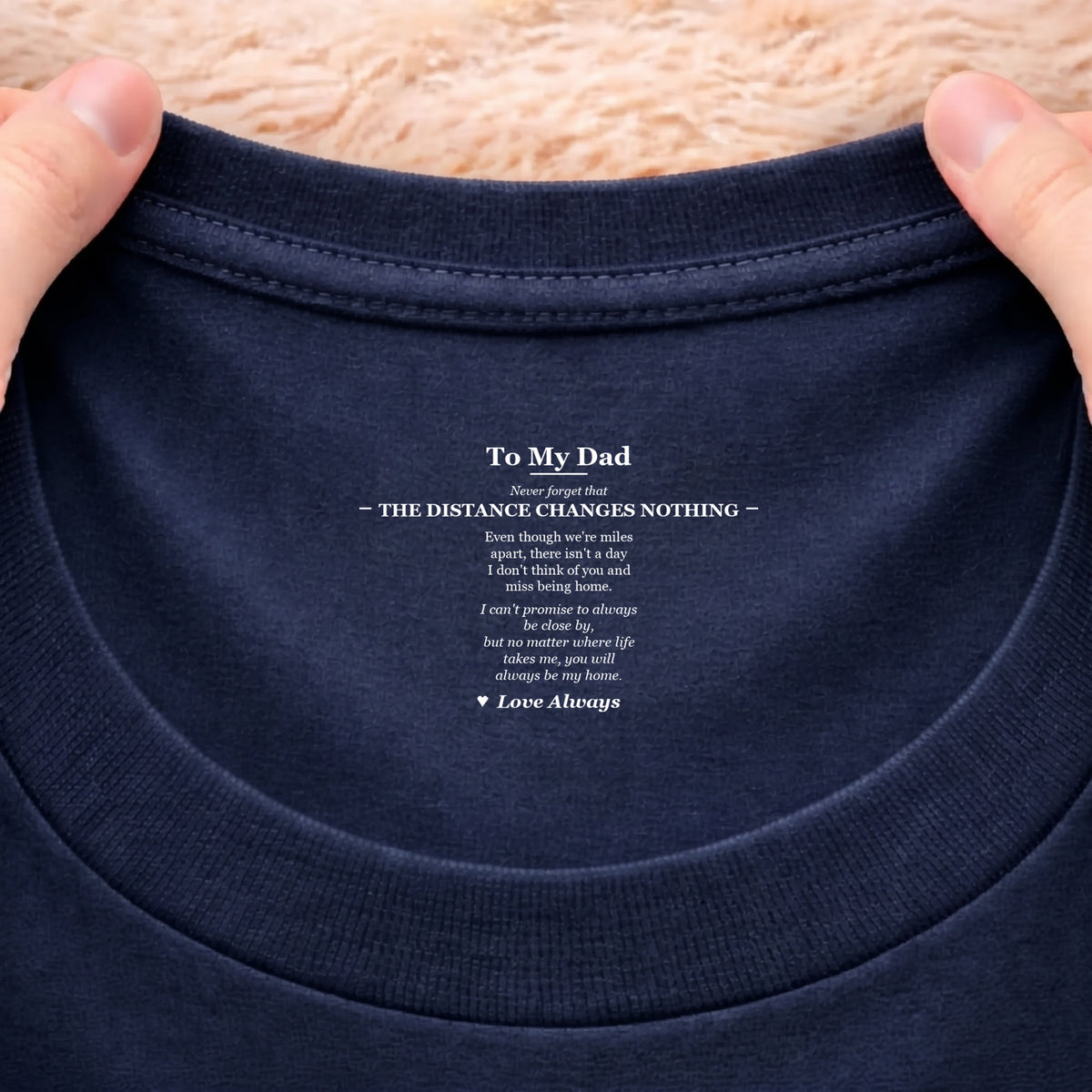 Hidden message You will always be my home on navy t-shirt
