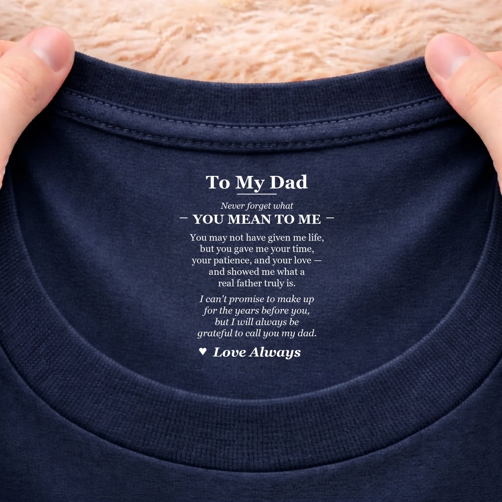 Hidden message What a real father truly is on navy t-shirt