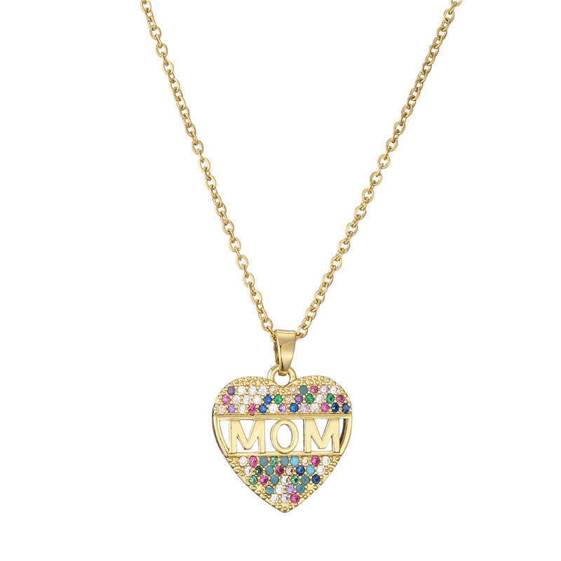 MOM Heart Necklace (Crystal)