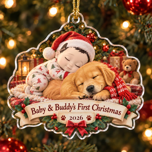 Baby & Puppy Ornament