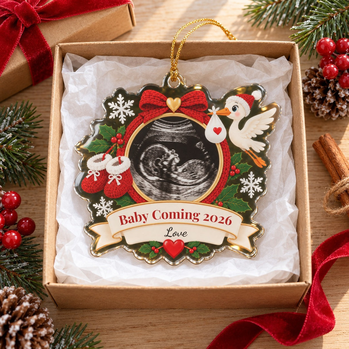 Baby Coming Ultrasound Ornament