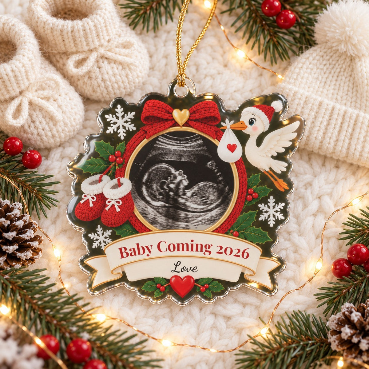 Baby Coming Ultrasound Ornament