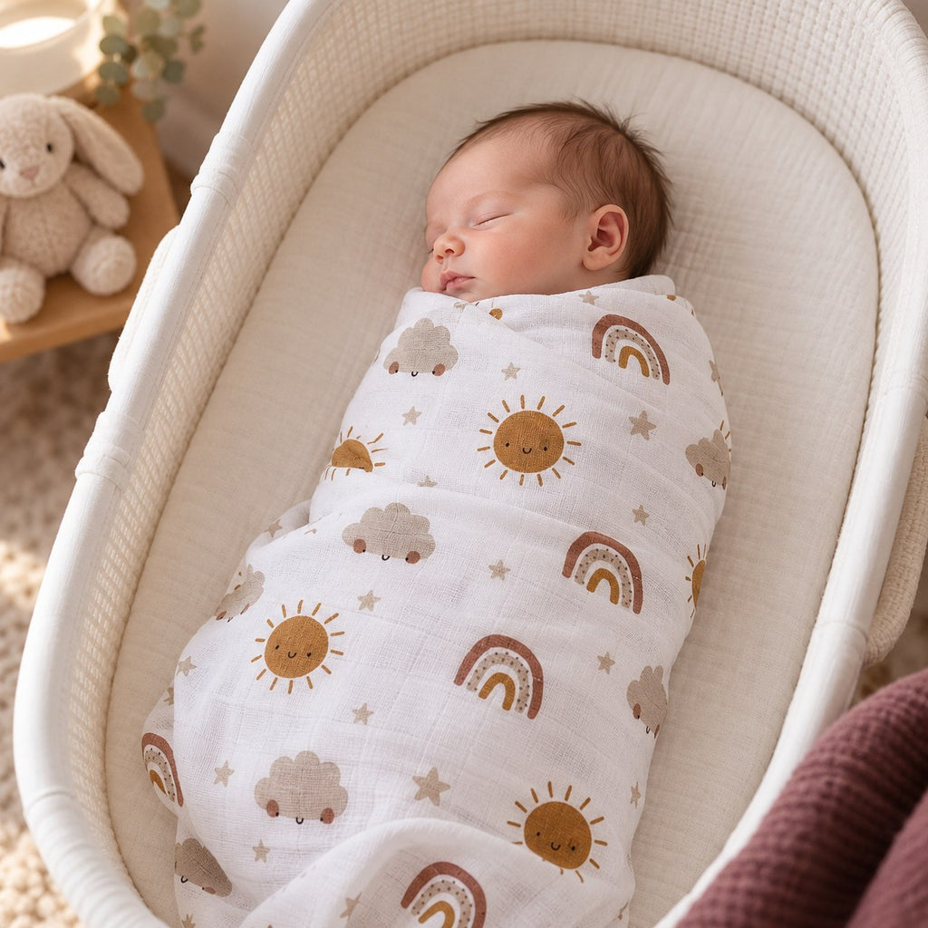 Bamboo Muslin Swaddle Blanket — in use