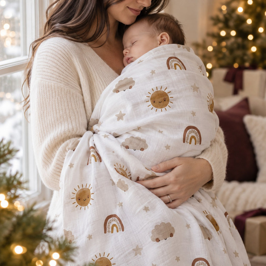 Bamboo Muslin Swaddle Blanket — at Christmas