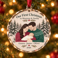Family of Three Glass Ornament