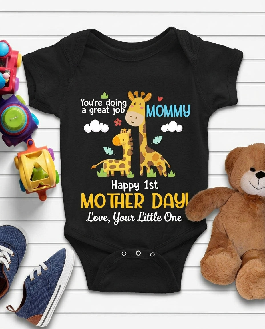 TotKind - Giraffe Great Job Mommy 1st Mothers Day - Baby Onesie