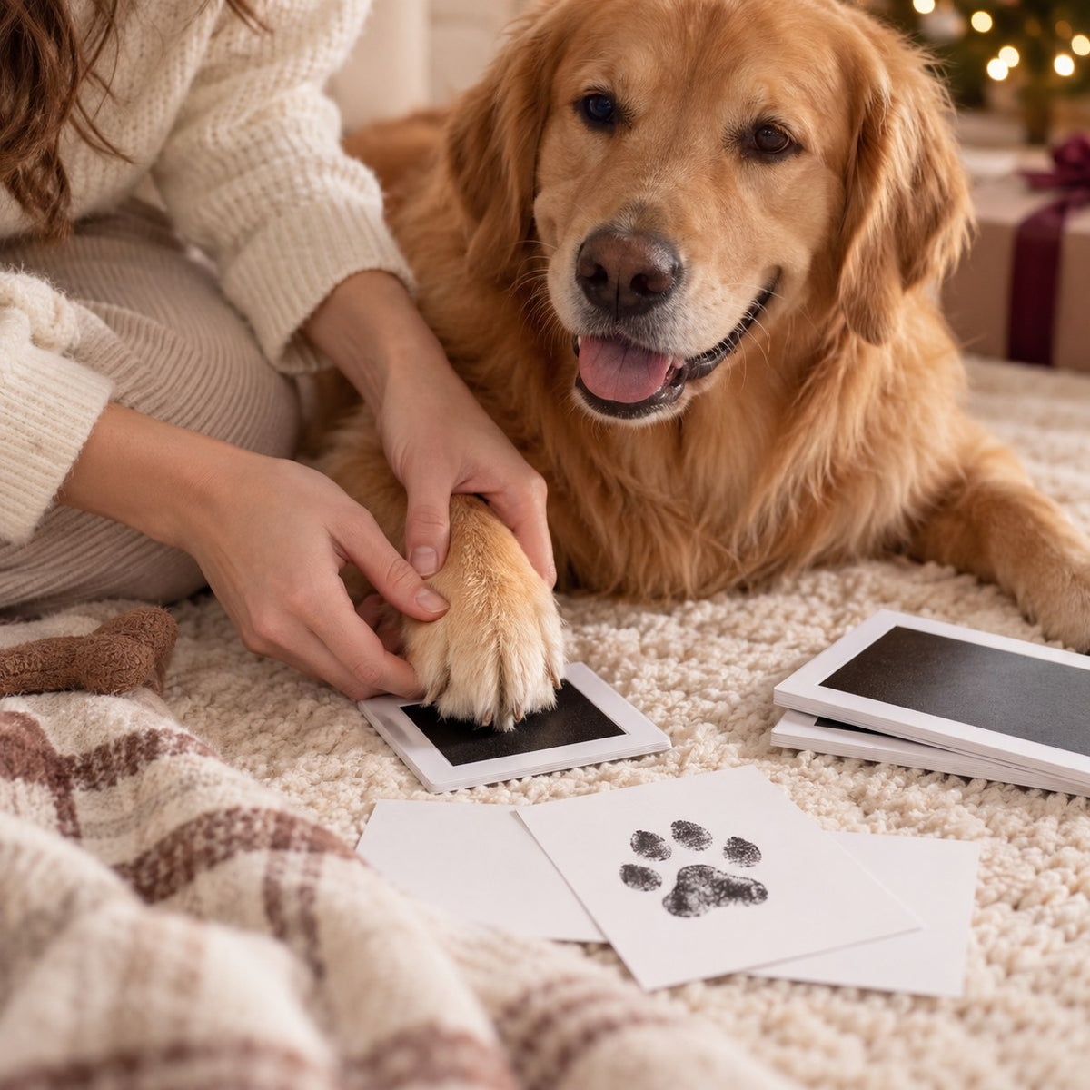 Inkless Baby & Pet Paw Print Kit — in use