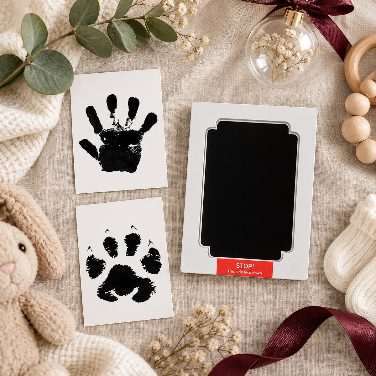 Inkless Baby & Pet Paw Print Kit — flat lay