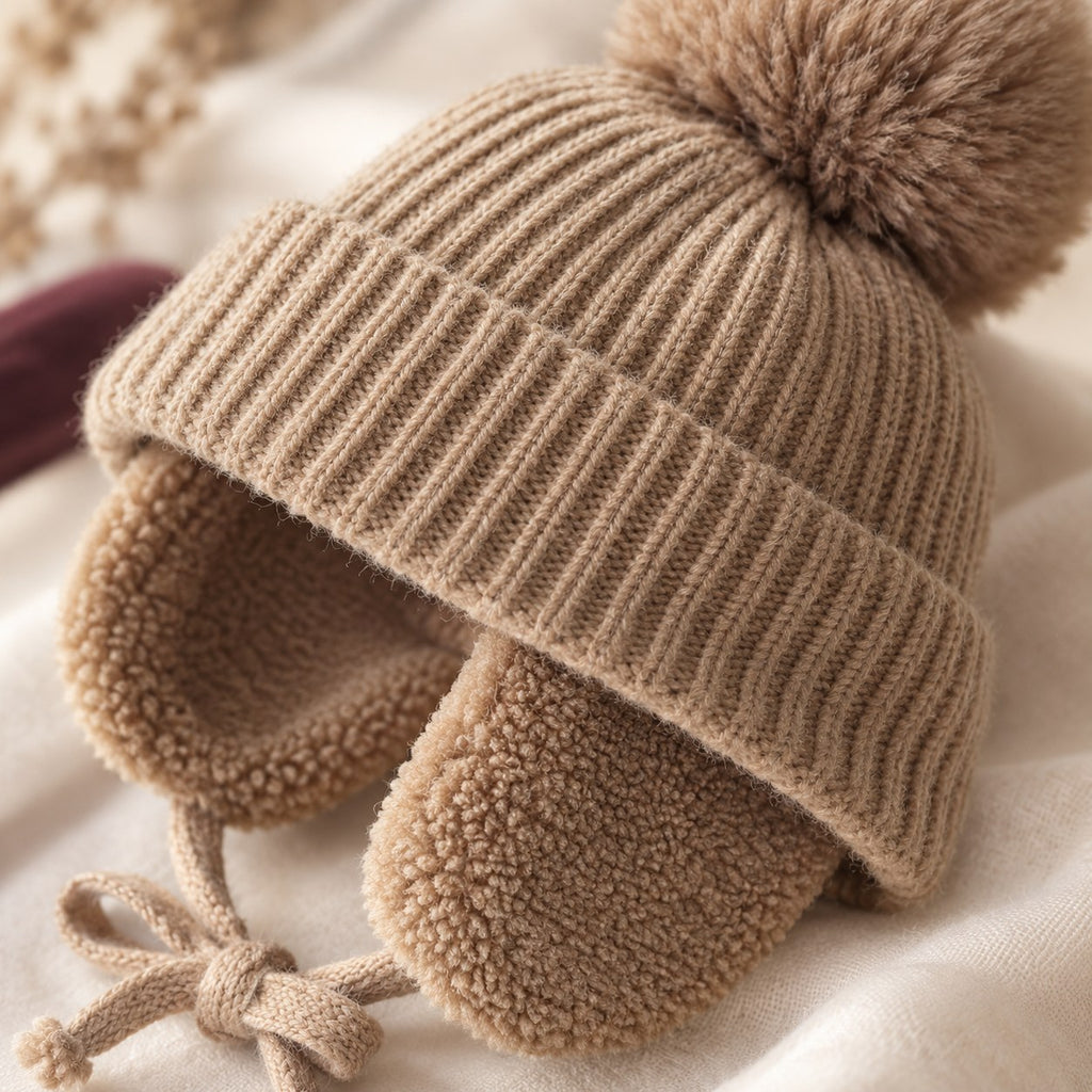 Big Pompom Earflap Beanie (Kids) — detail